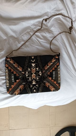 Bolso Cartera Fiesta Mujer Negro Dorado