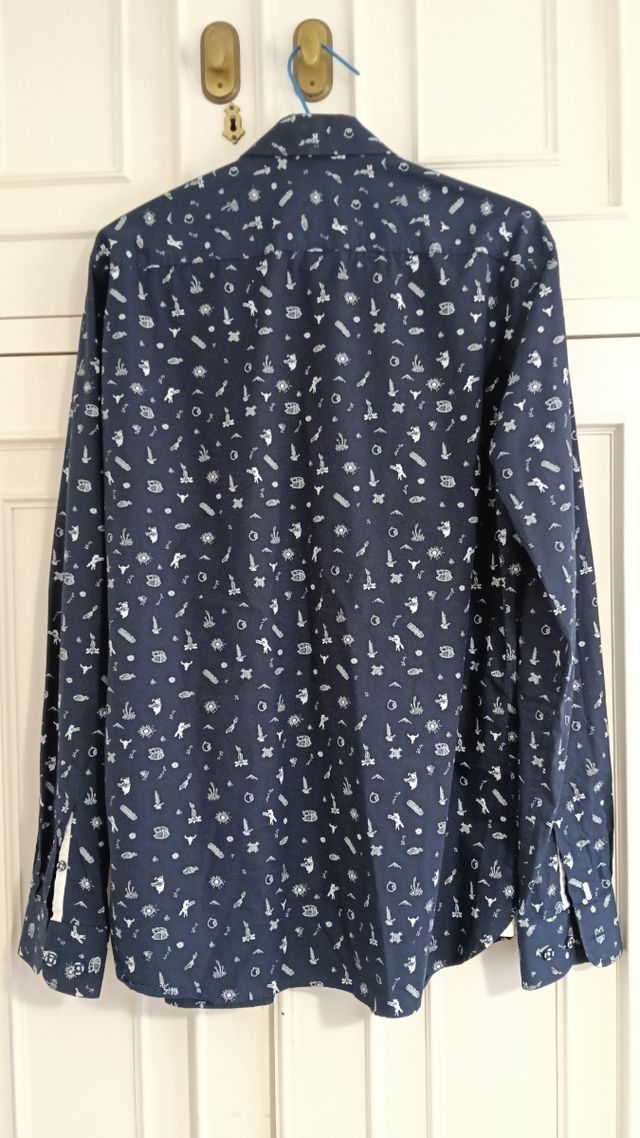 Camisa DR&N Estampada Azul Talla L