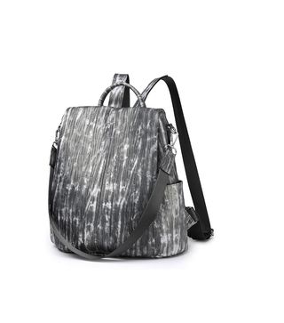 Miss Lulu Mochila Antirrobo PU Gris y Blanco