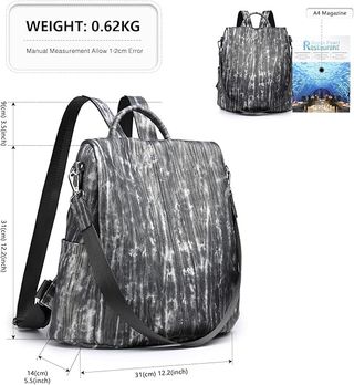 Miss Lulu Mochila Antirrobo PU Gris y Blanco
