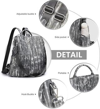 Miss Lulu Mochila Antirrobo PU Gris y Blanco