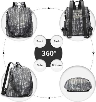 Miss Lulu Mochila Antirrobo PU Gris y Blanco