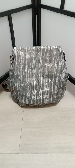 Miss Lulu Mochila Antirrobo PU Gris y Blanco