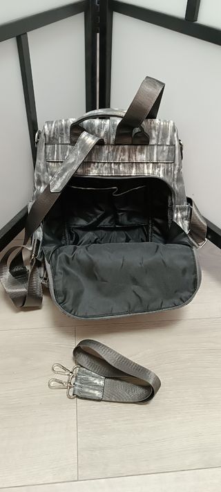 Miss Lulu Mochila Antirrobo PU Gris y Blanco