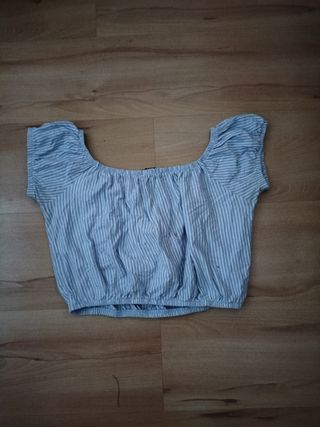 Camiseta rayas manga corta escote pico