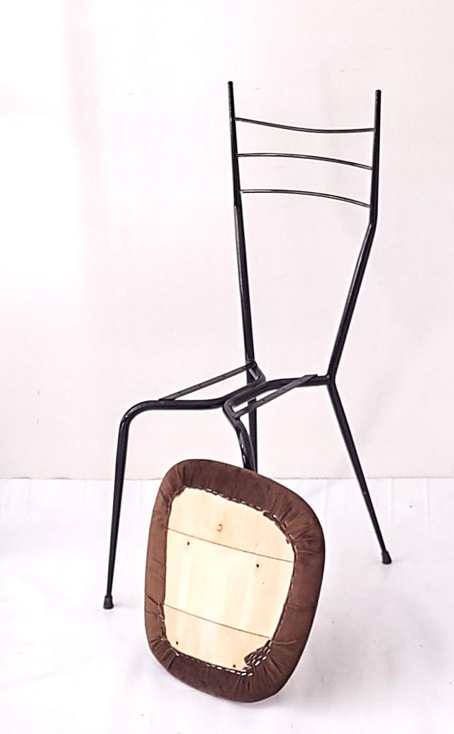 Sedie vintage anni '50 vellutino marrone