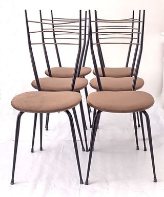 Sedie vintage anni '50 vellutino marrone