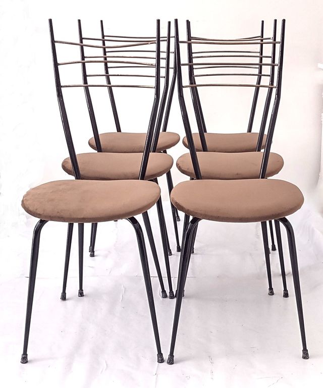 Sedie vintage anni '50 vellutino marrone