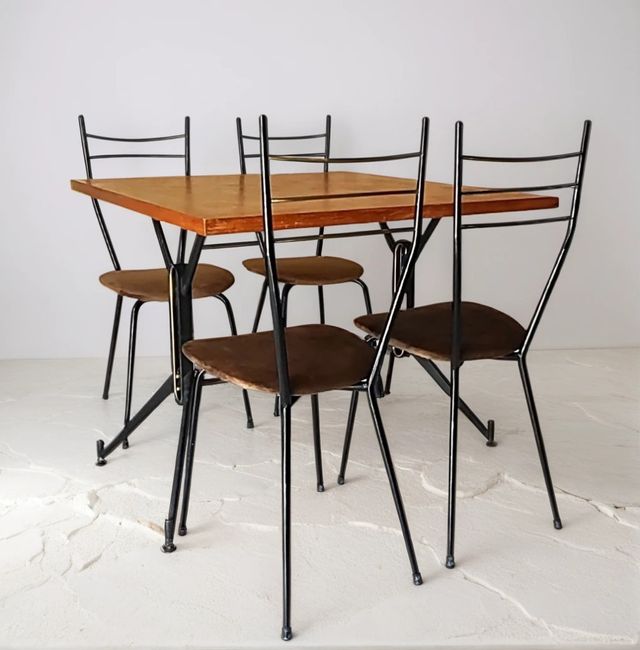 Sedie vintage anni '50 vellutino marrone