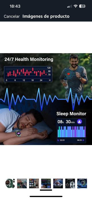 Reloj Inteligente Verde y Plateado