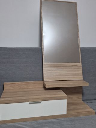 Recibidor con espejo de madera roble blanco