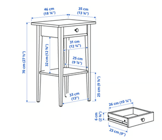 Mesita de noche Ikea HEMNES negro-marrón