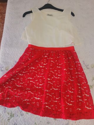Vestido Miss Miss blanco y rojo