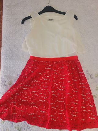Vestido Miss Miss blanco y rojo