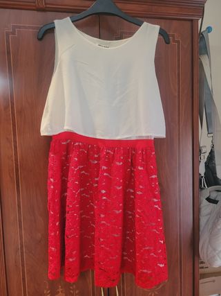 Vestido Miss Miss blanco y rojo