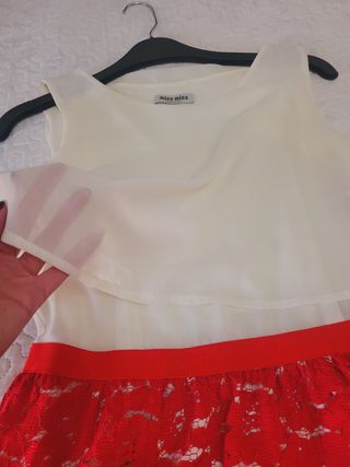 Vestido Miss Miss blanco y rojo