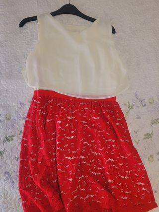 Vestido Miss Miss blanco y rojo