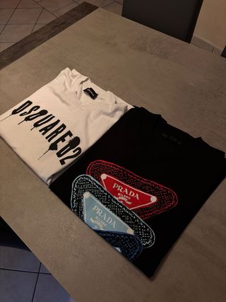 Set 2 magliette Dsquared2 e Prada taglia L
