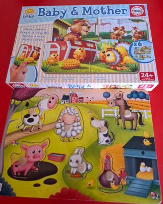 2 puzzles de animales, el de madera con sonidos.