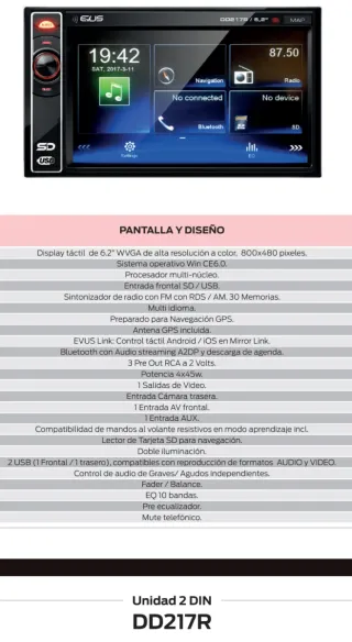 Radio Multimedia Evus DD217 R 2DIN