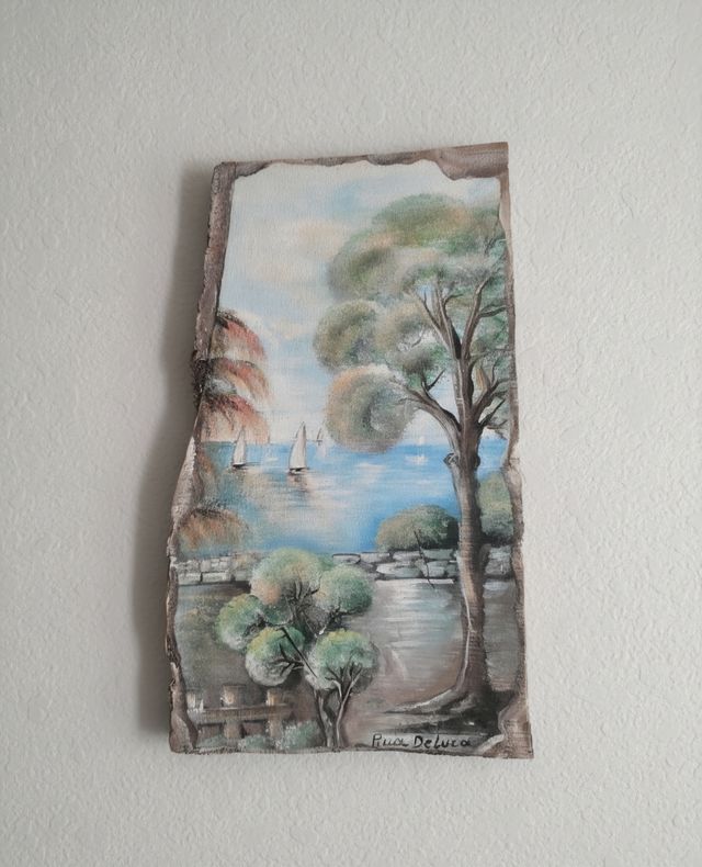 Legno Dipinto A Mano Paesaggio Marino