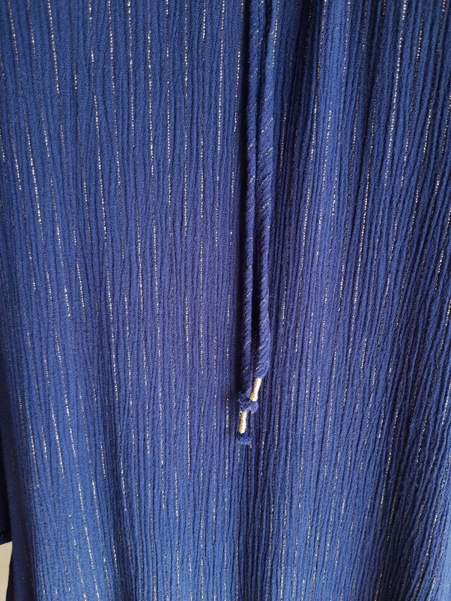 Vestido azul y dorado Oysho