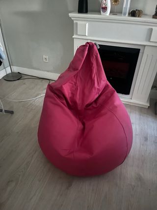 Puff rosa de piel con relleno 