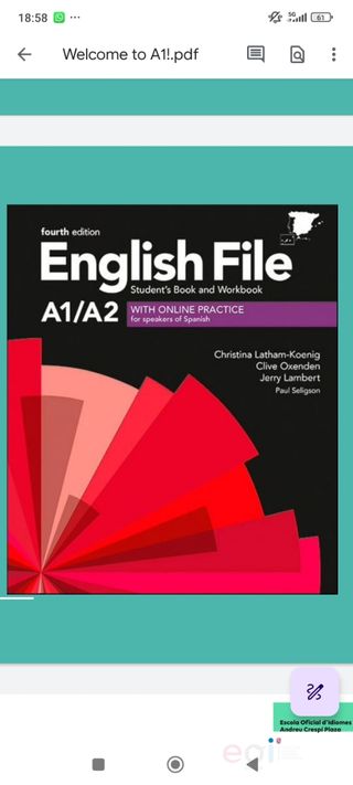 English File A1/A2 
Student’s Book & Workbook 
