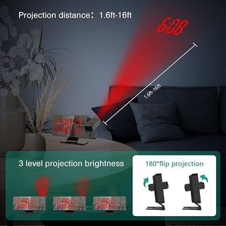Despertador proyector LED espejo