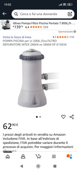 Pompa Filtro Piscina Intex 7.900L/h 28604 ex 58604