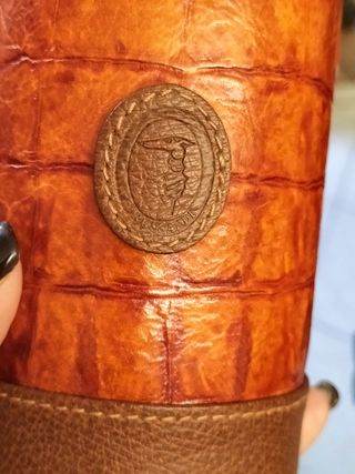 Barattolo porta penne Trussardi in pelle