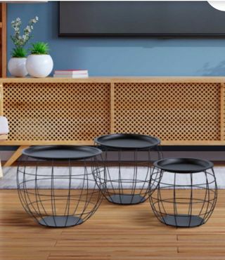 3 Mesitas de Centro Redondas Metálicas