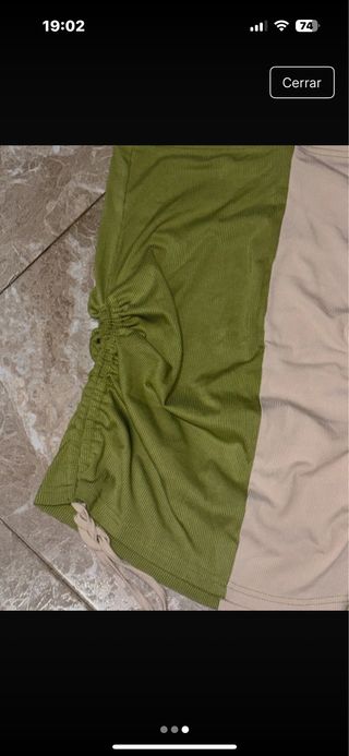 Conjunto Shein Top y Falda Beige Verde