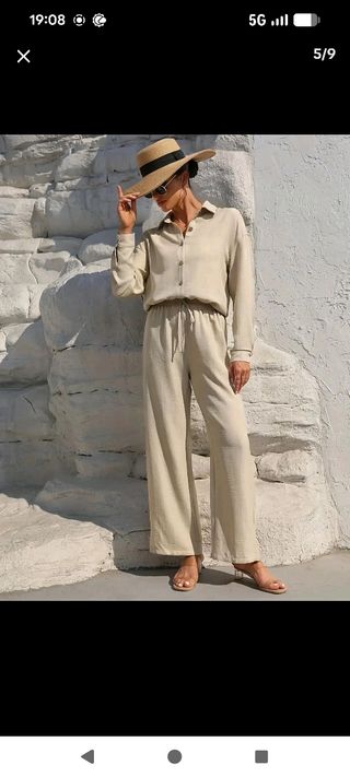 Conjunto de dos piezas mujer beige