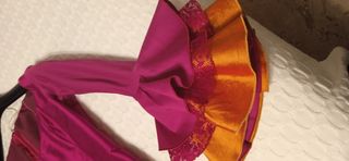Traje Flamenca Seda Buganvilla y Mostaza