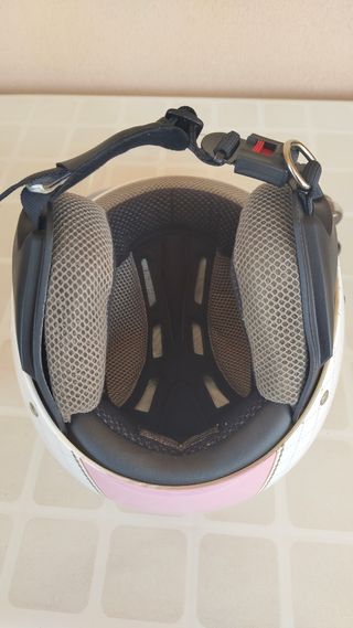 Casco Moto Zeus Talla S, color Rosa y Blanco