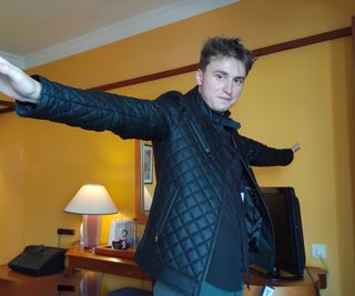 Chaqueta de cuero acolchada negra