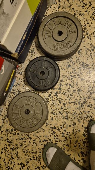 Discos de pesas 10kg, 5kg y 6kg