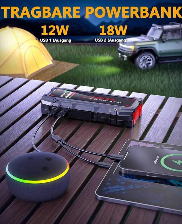 Arrancador batería coche Booster 6000A 12V NUEVO