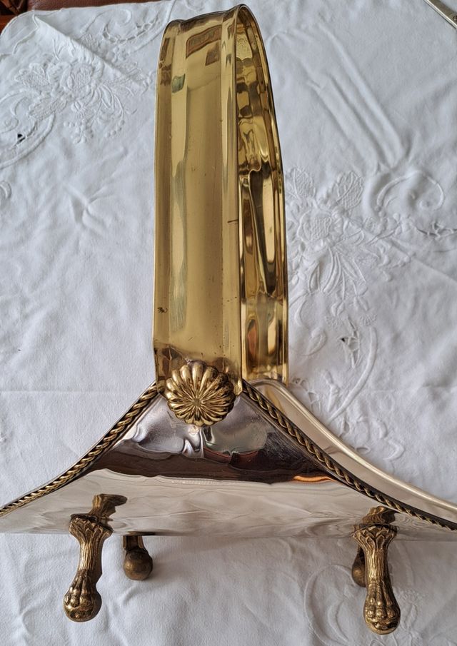 Centro de mesa,vintage, de Alpaca, Dorado y Platea