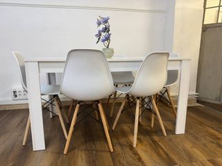 Conjunto Comedor Mesa Blanca 6 Sillas Nordicas