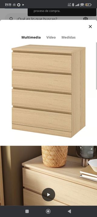 Cómoda de madera color beige/marrón