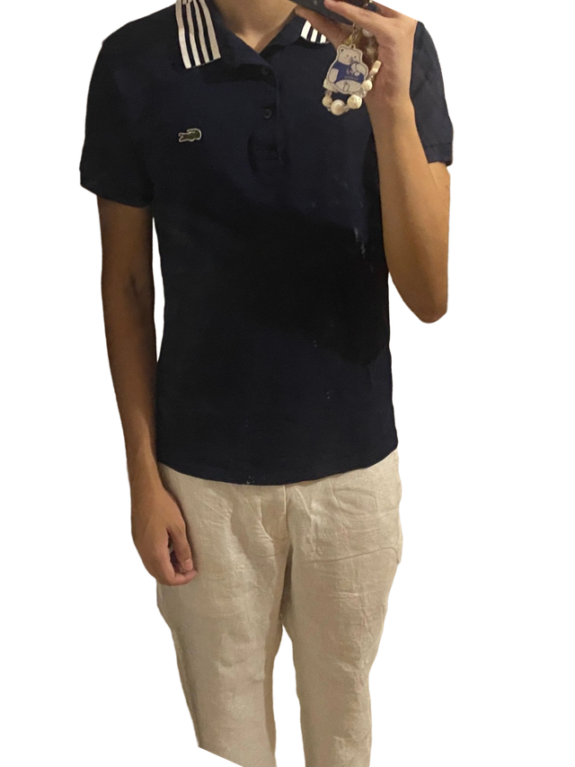 Polo Lacoste Azul Rayas Cuello