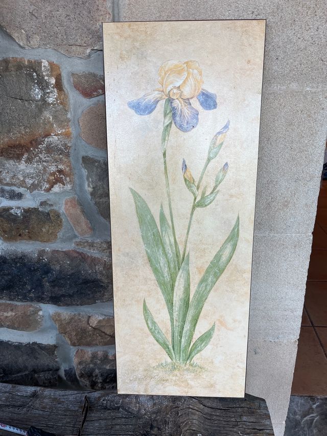 Cuadro orquídea beige y verde