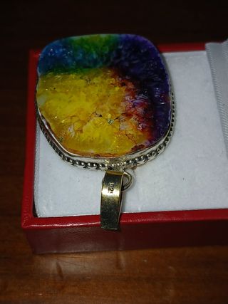 Colgante Cuarzo Arcoíris y Plata