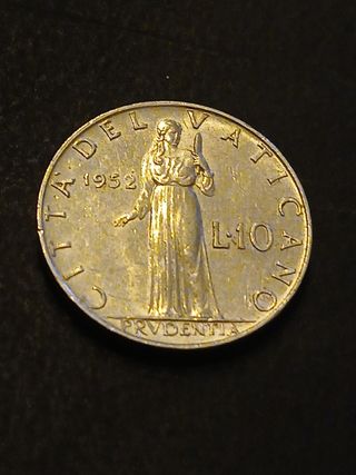 Vaticano 1952 10 Liras Papa Pio XII