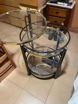 Camarera cristal y espejo dorado, con ruedas 
