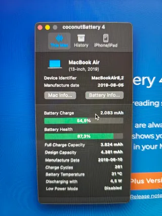 MacBook Air 13" Retina (2019) — Intel i5/8 GB di RAM