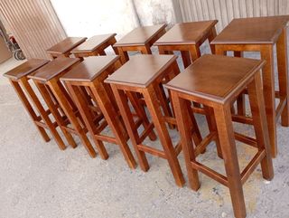 Taburetes altos barra madera color nogal(minimo 6)
