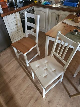 Sillas de comedor/cocina madera y tela
